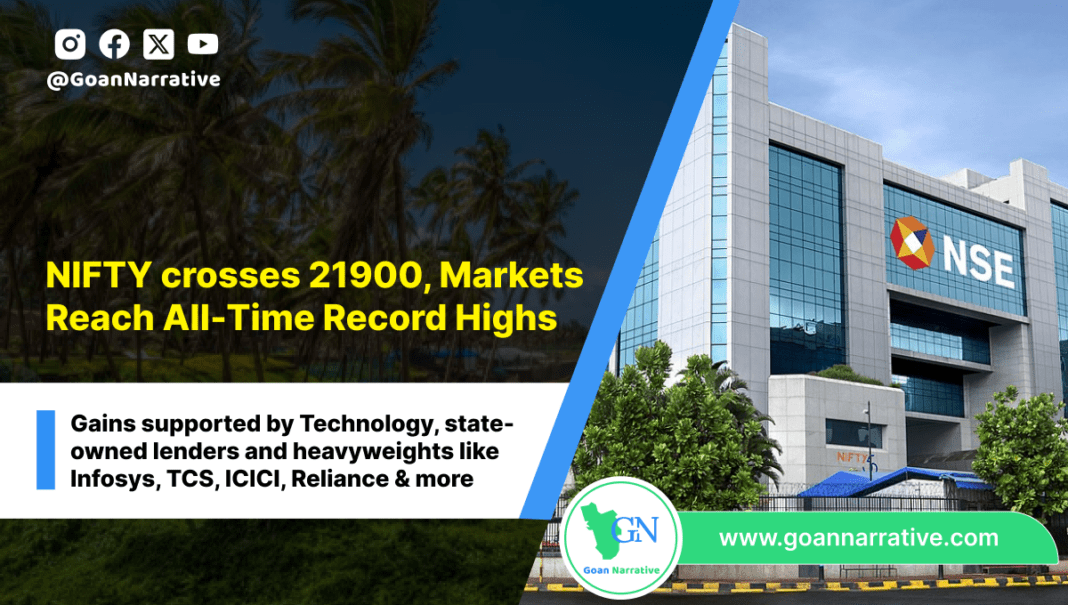 NIFTY crosses 21900, Markets Reach All-Time Record Highs