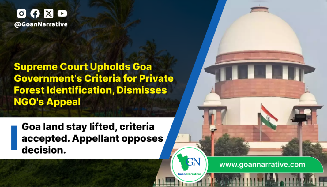 Supreme Court Upholds Goa Government's Criteria for Private Forest Identification, Dismisses NGO's Appeal