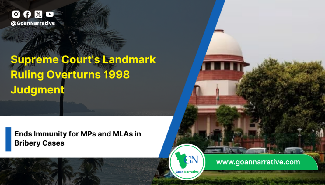 Supreme Court's Landmark Ruling Overturns 1998 Judgment, Ends Immunity for MPs and MLAs in Bribery Cases