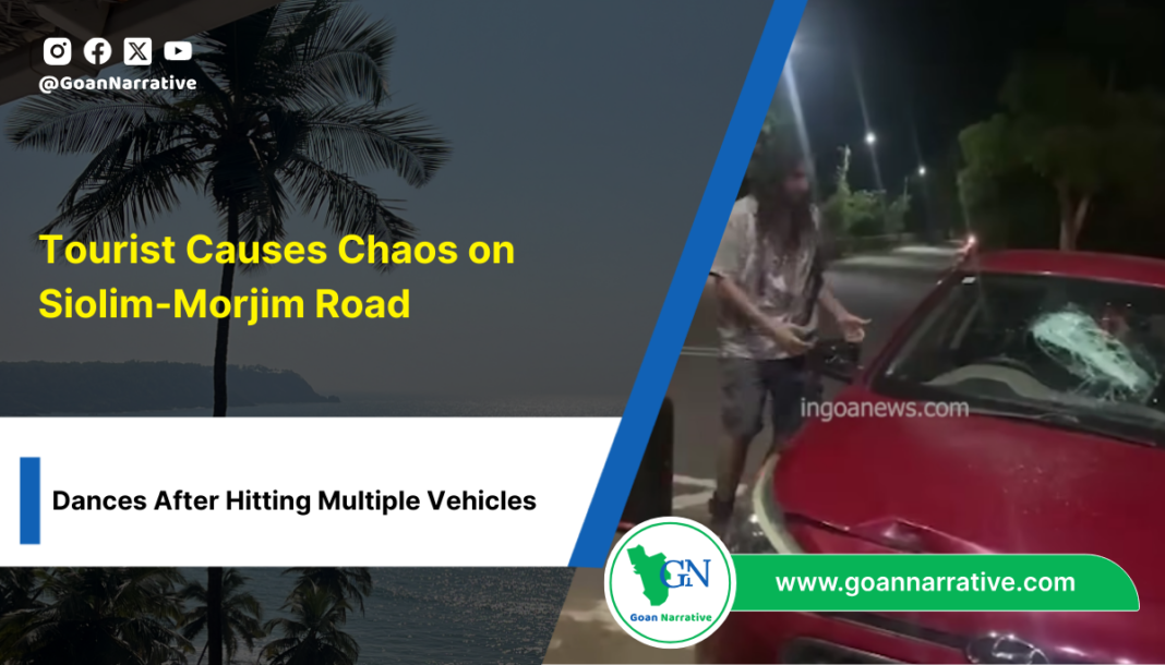 Tourist Causes Chaos on Siolim-Morjim Road, Dances After Hitting Multiple Vehicles