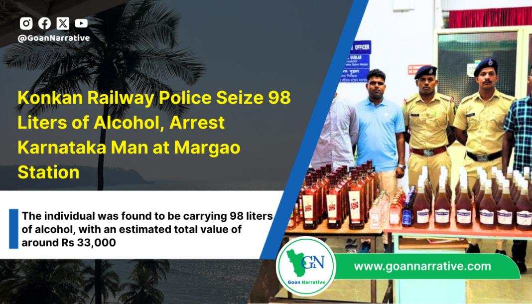 3 (11) Konkan Railway Police Seize 98 Liters of Alcohol, Arrest Karnataka Man at Margao Station