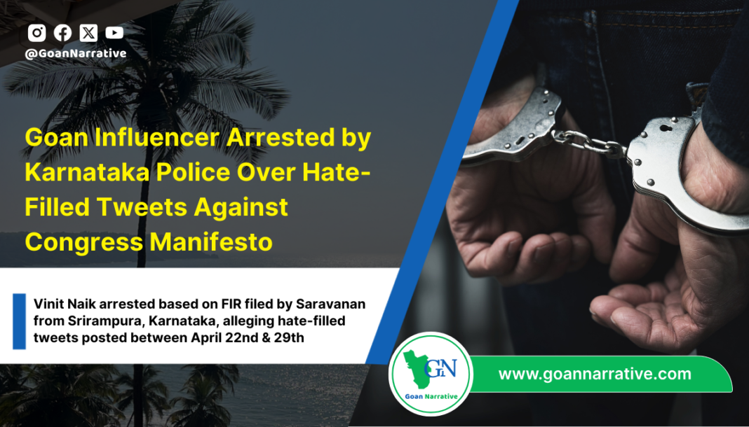 Goa-Based Social Media Influencer Arrested by Karnataka Police Over Hate-Filled Tweets Against Congress Manifesto