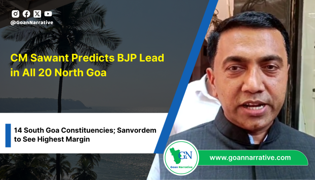 CM Sawant Predicts BJP Lead in All 20 North Goa, 14 South Goa Constituencies; Sanvordem to See Highest Margin