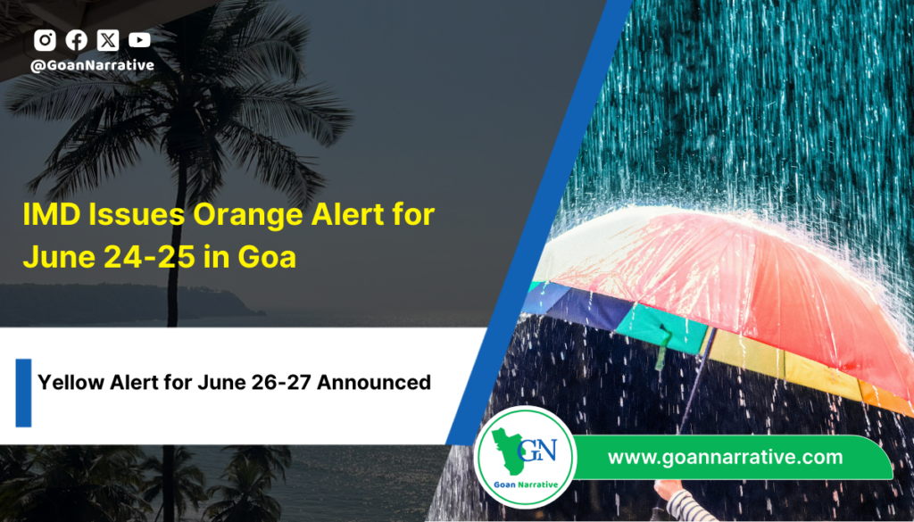IMD Issues Orange Alert for June 24-25 in Goa, Yellow Alert for June 26-27