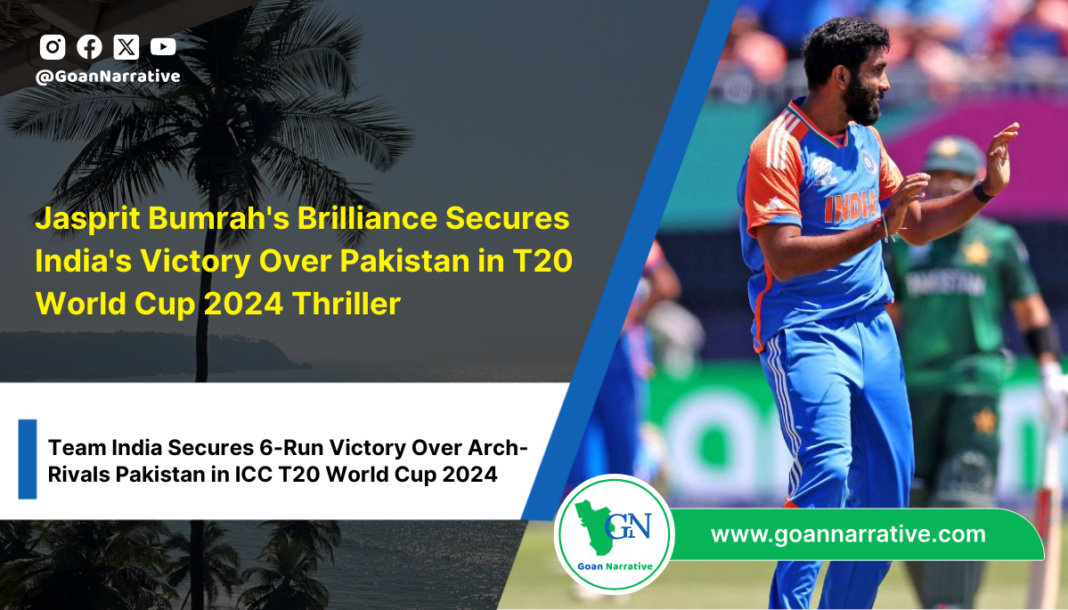Jasprit Bumrah's Brilliance Secures India's Victory Over Pakistan in T20 World Cup 2024 Thriller