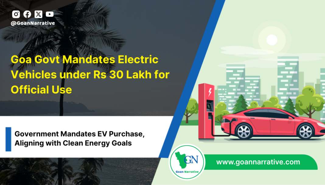 Goa Govt Mandates Electric Vehicles under Rs 30 Lakh for Official Use