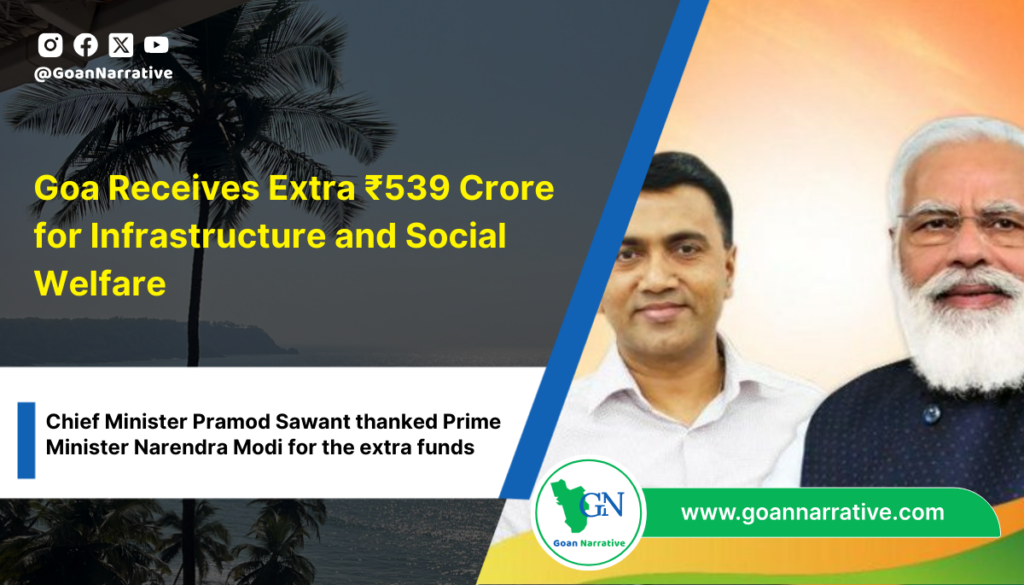 Goa Receives Extra ₹539 Crore for Infrastructure and Social Welfare