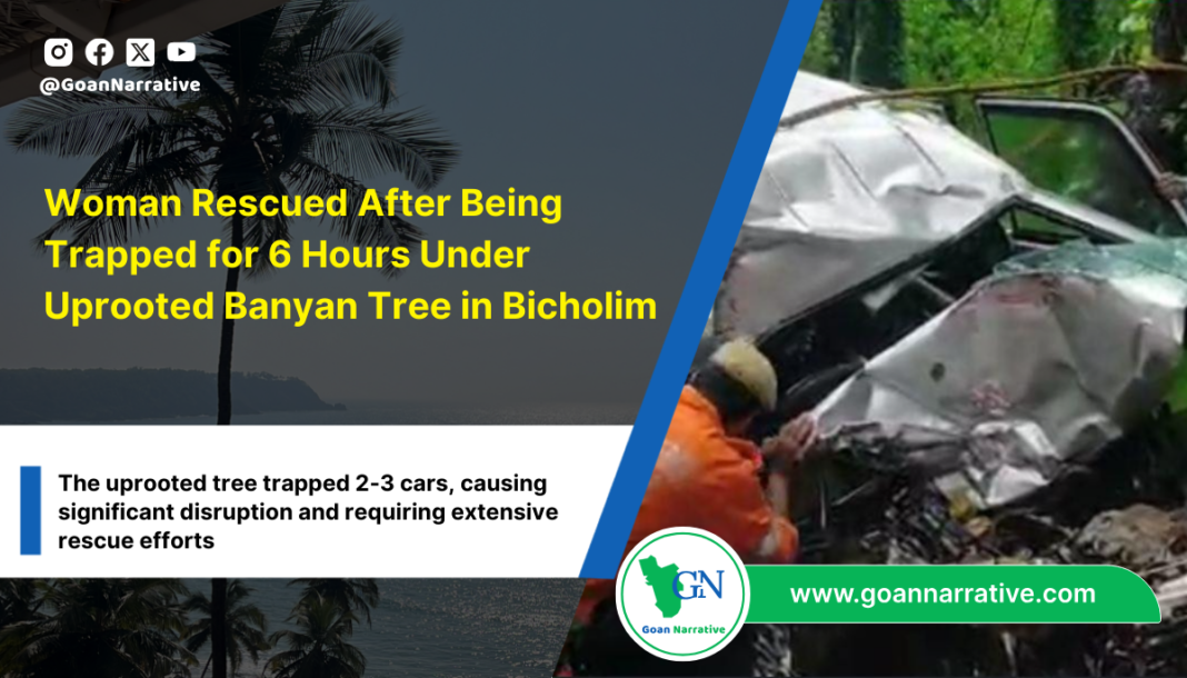 Woman Rescued After Being Trapped for 6 Hours Under Uprooted Banyan Tree in Bicholim