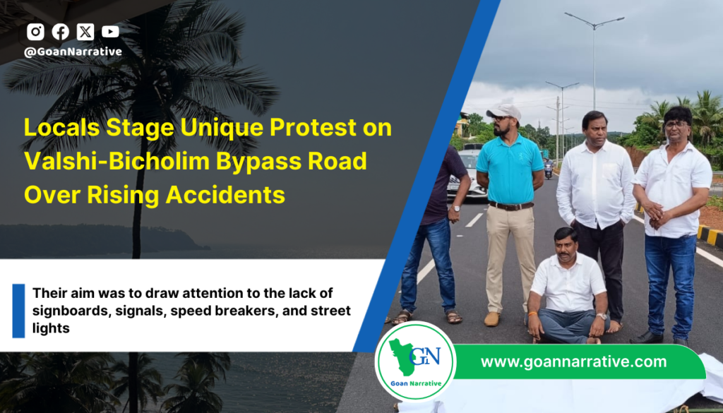 Locals Stage Unique Protest on Valshi-Bicholim Bypass Road Over Rising Accidents