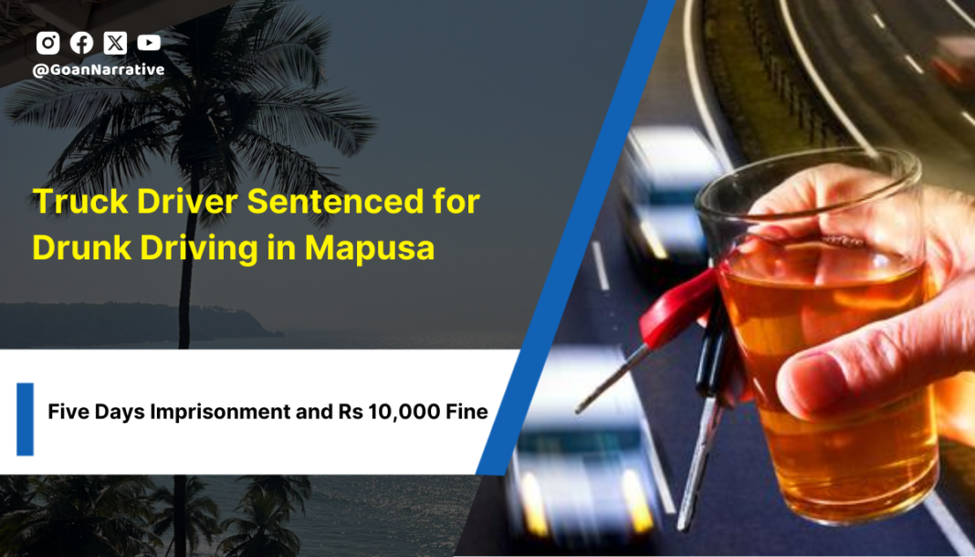 2 Truck Driver Sentenced for Drunk Driving in Mapusa: Five Days Imprisonment and Rs 10,000 Fine
