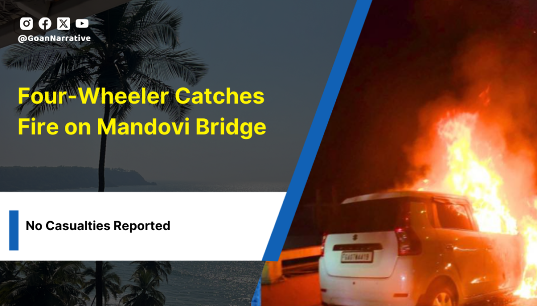 2 Four-Wheeler Catches Fire on Mandovi Bridge, No Casualties Reported