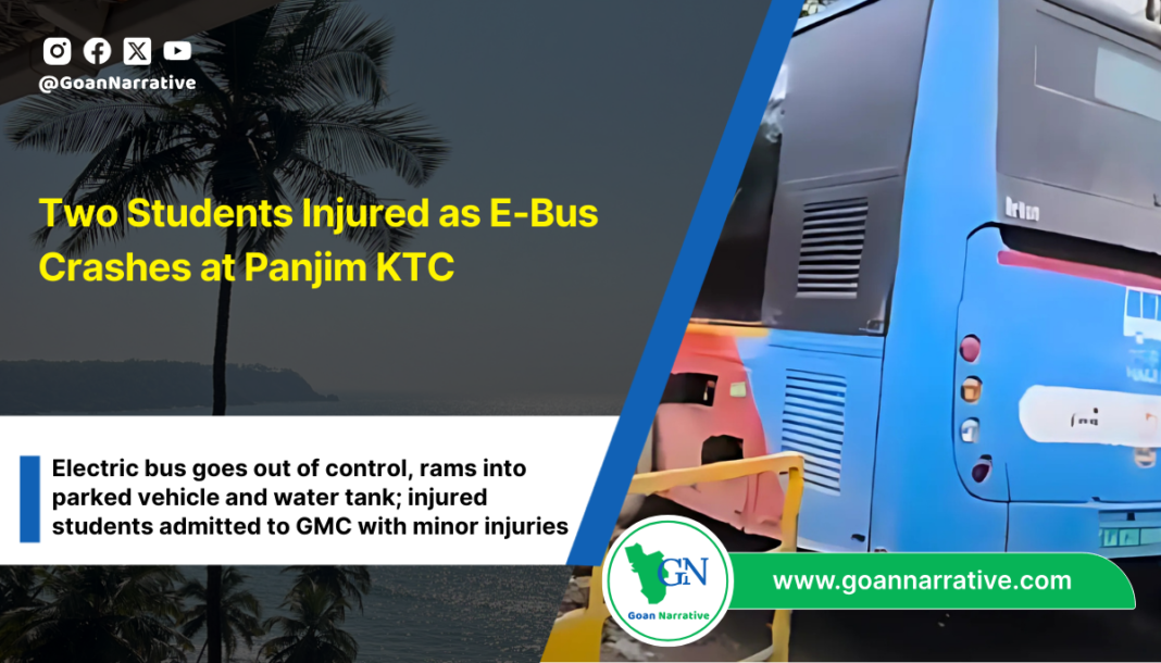 Two Students Injured as E-Bus Crashes at Panjim KTC