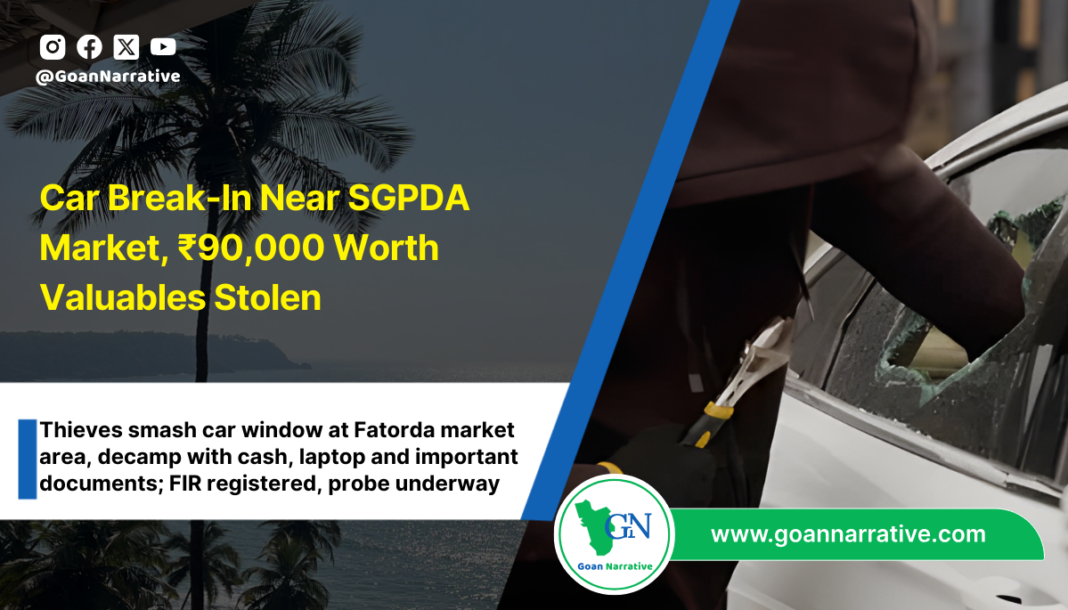 Car Break-In Near SGPDA Market, ₹90,000 Worth Valuables Stolen