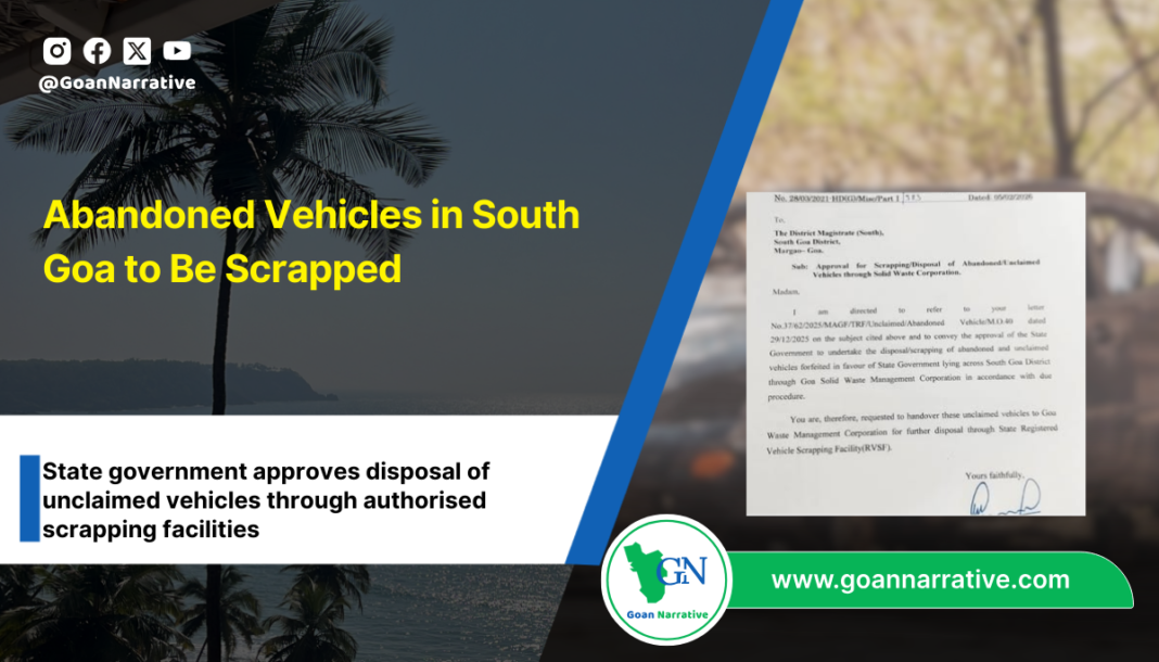 Abandoned Vehicles in South Goa to Be Scrapped