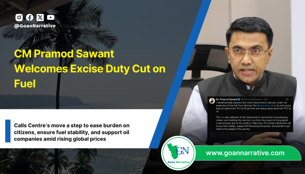 CM Pramod Sawant Welcomes Excise Duty Cut on Fuel