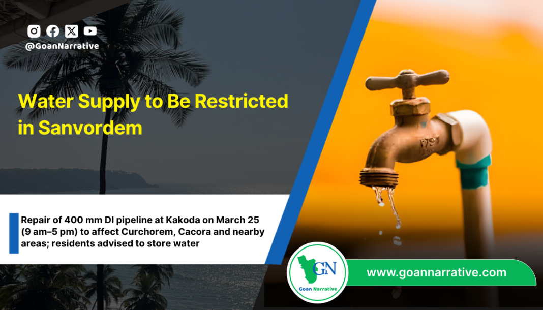 Water Supply to Be Restricted in Sanvordem