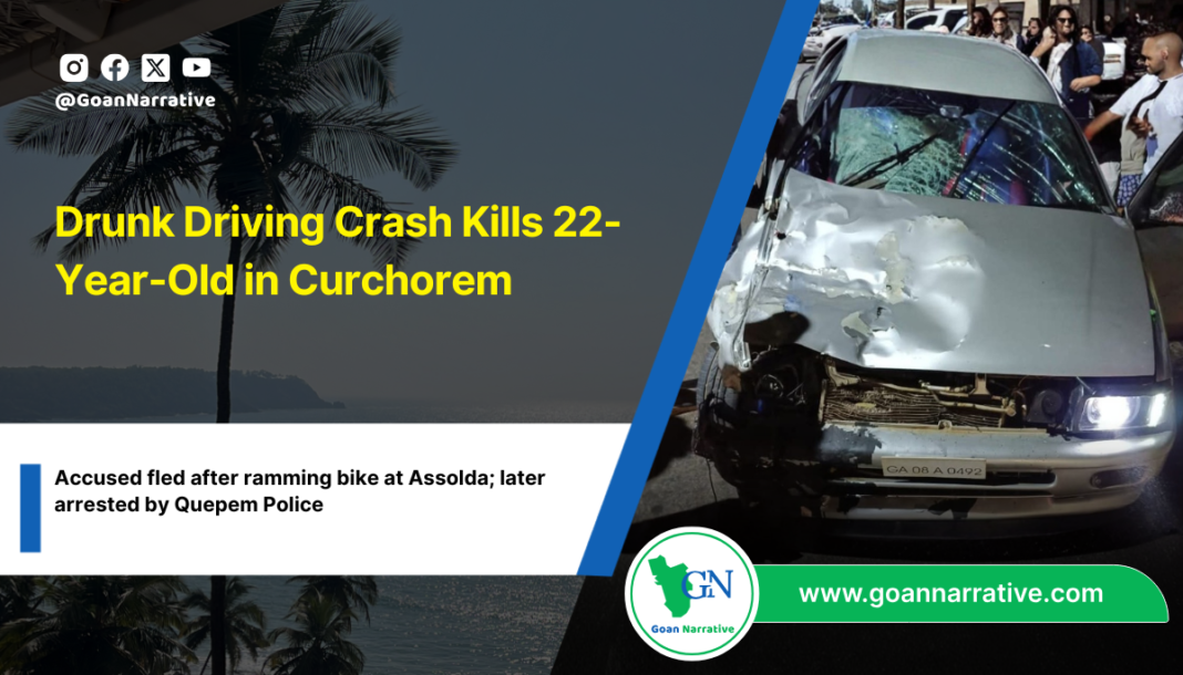 Drunk Driving Crash Kills 22-Year-Old in Curchorem