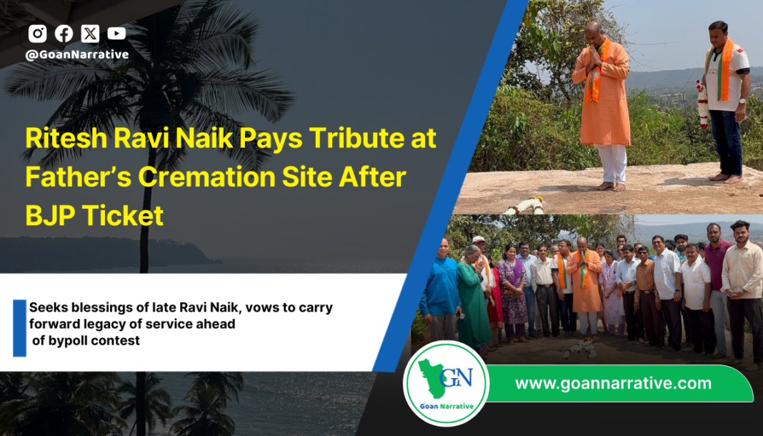 Ritesh Ravi Naik Pays Tribute at Father’s Cremation Site After BJP Ticket
