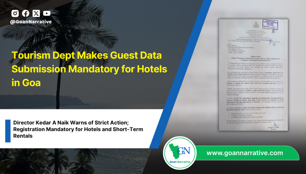 Tourism Dept Makes Guest Data Submission Mandatory for Hotels in Goa