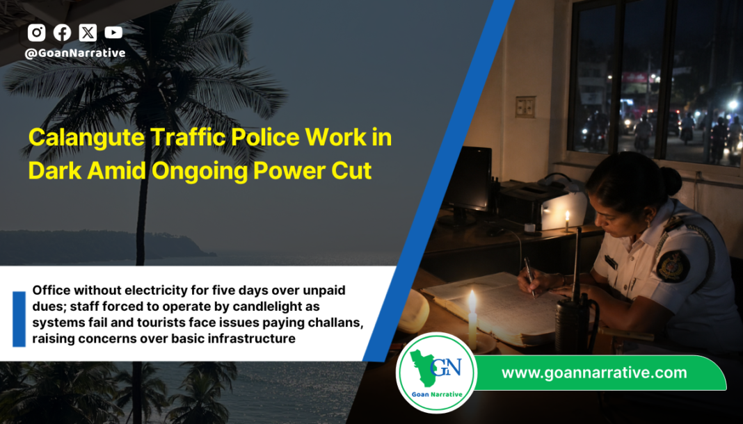 Calangute Traffic Police Work in Dark Amid Ongoing Power Cut