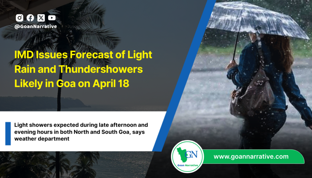 Light showers expected during late afternoon and evening hours in both North and South Goa, says weather department