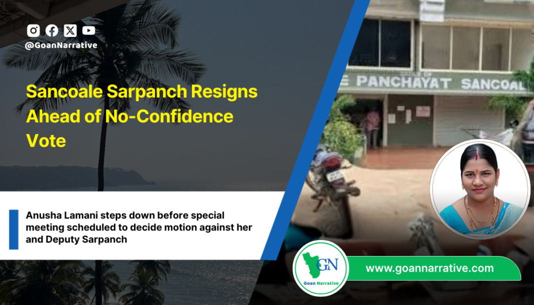 Sancoale Sarpanch Resigns Ahead of No-Confidence Vote