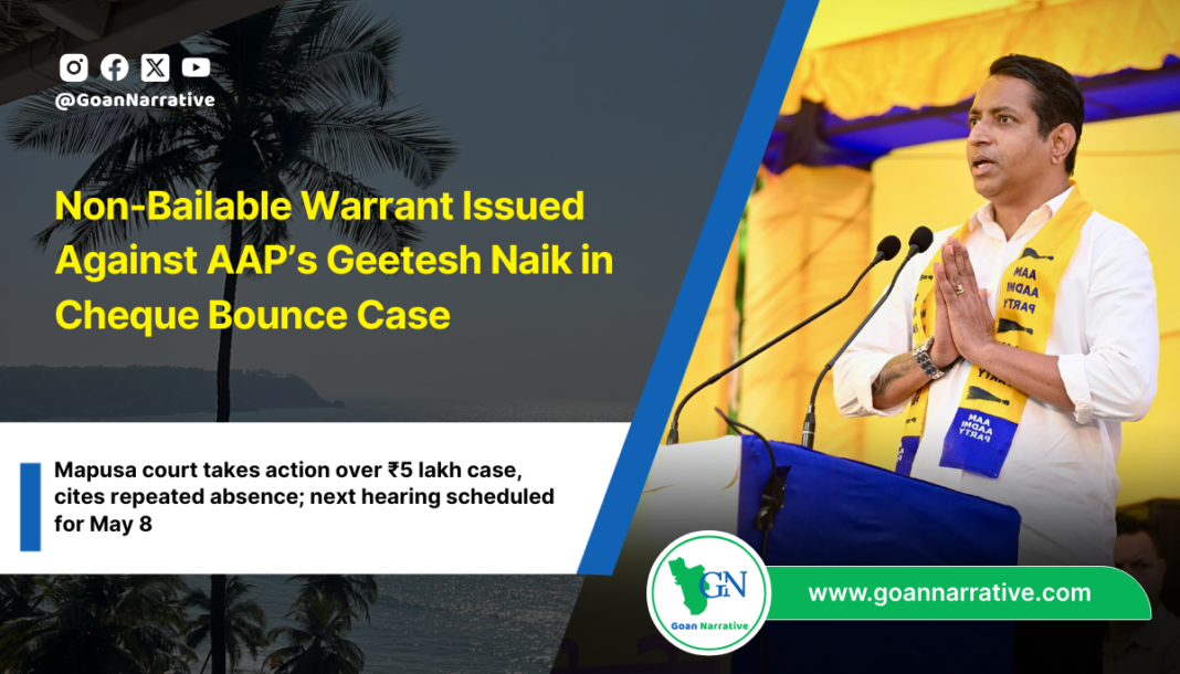 Mapusa court takes action over ₹5 lakh case, cites repeated absence; next hearing scheduled for May 8