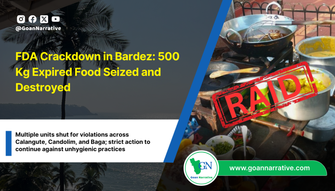 FDA Crackdown in Bardez: 500 Kg Expired Food Seized and Destroyed