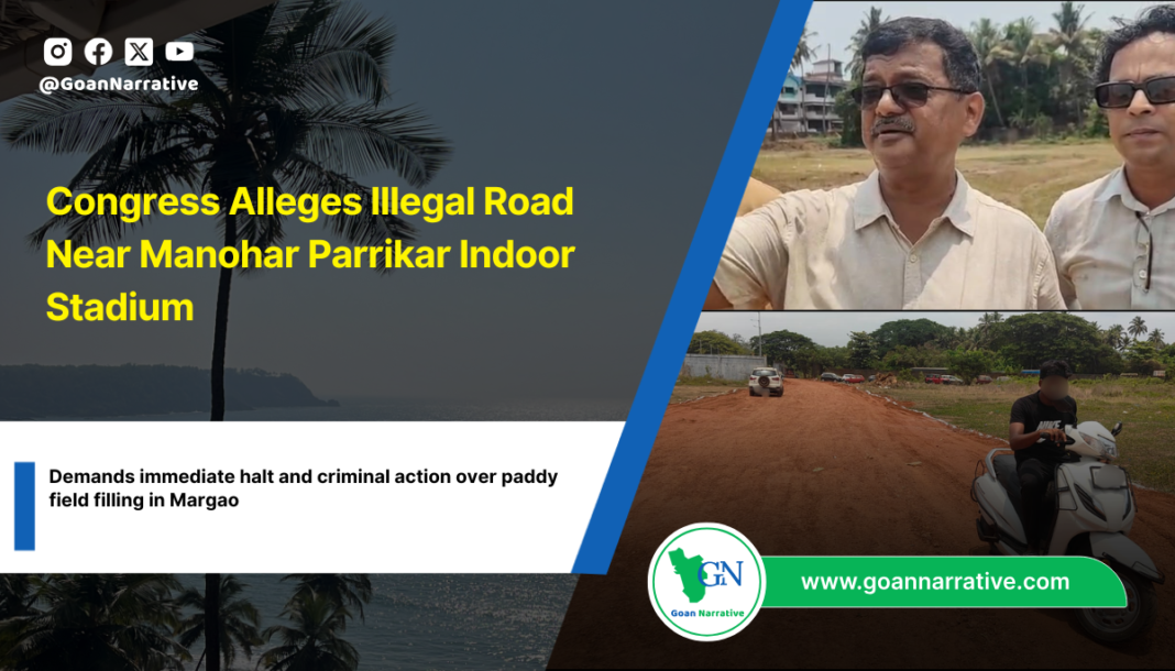 Congress Alleges Illegal Road Near Manohar Parrikar Indoor Stadium