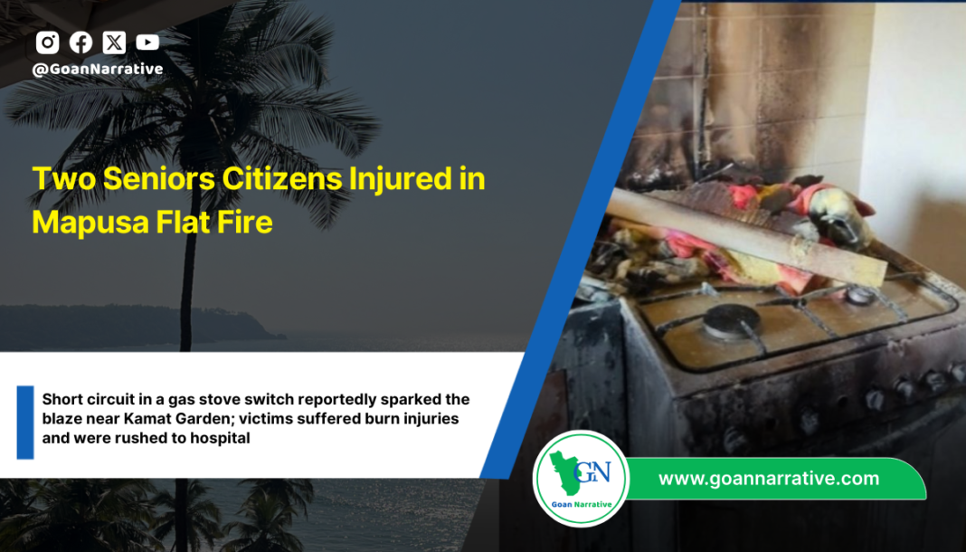 Two Seniors Citizens Injured in Mapusa Flat Fire