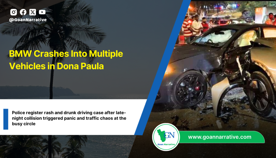 BMW Crashes Into Multiple Vehicles in Dona Paula
