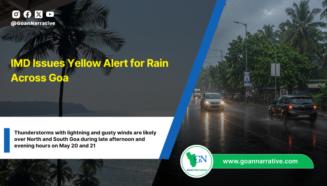 IMD Issues Yellow Alert for Rain Across Goa