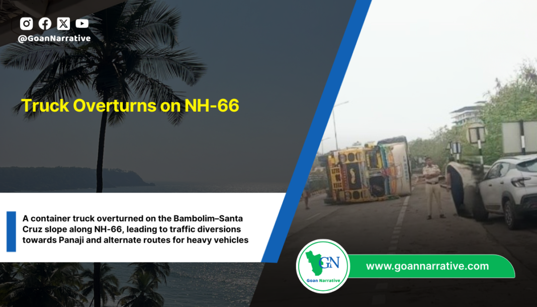 Truck Overturns on NH-66