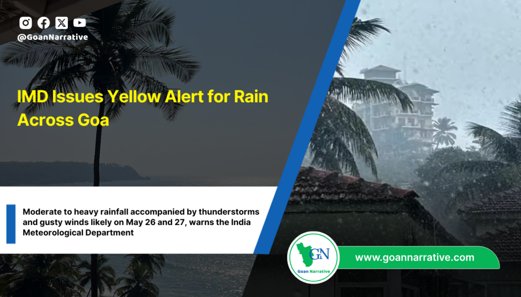 IMD Issues Yellow Alert for Rain Across Goa
