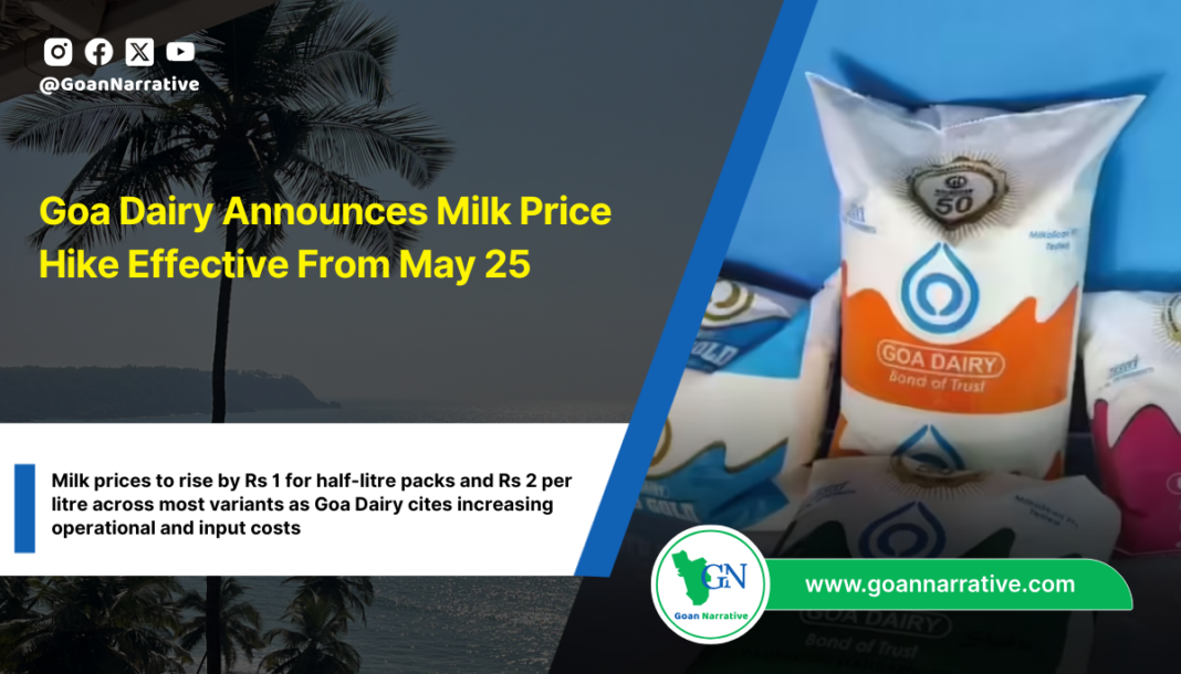 Goa Dairy Announces Milk Price Hike Effective From May 25