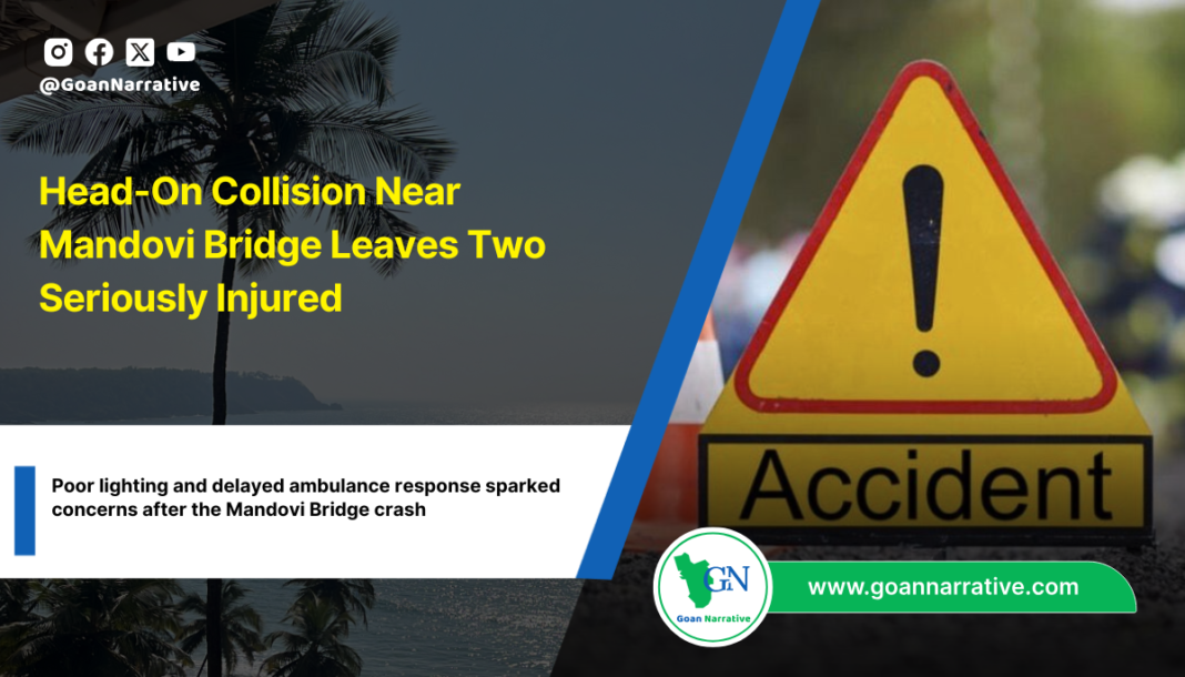 Head-On Collision Near Mandovi Bridge Leaves Two Seriously Injured