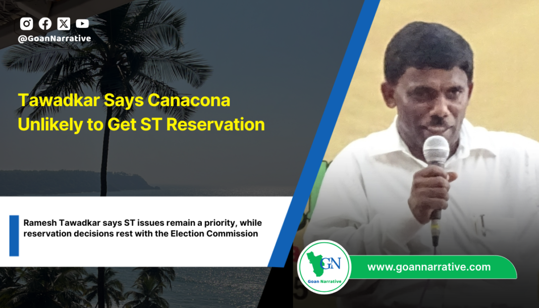 Tawadkar Says Canacona Unlikely to Get ST Reservation