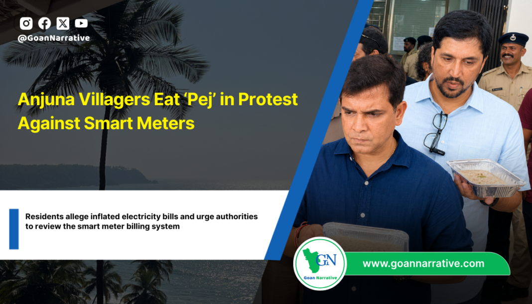 Anjuna Villagers Eat ‘Pej’ in Protest Against Smart Meters
