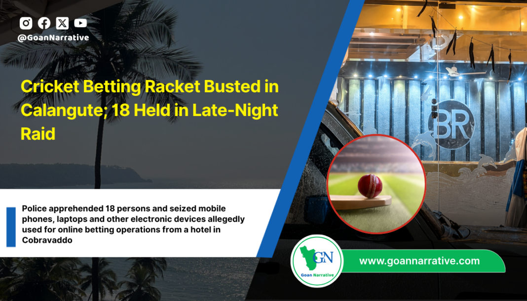 Cricket Betting Racket Busted in Calangute; 18 Held in Late-Night Raid