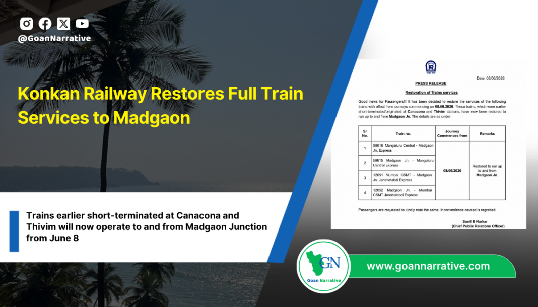 Konkan Railway Restores Full Train Services to Madgaon