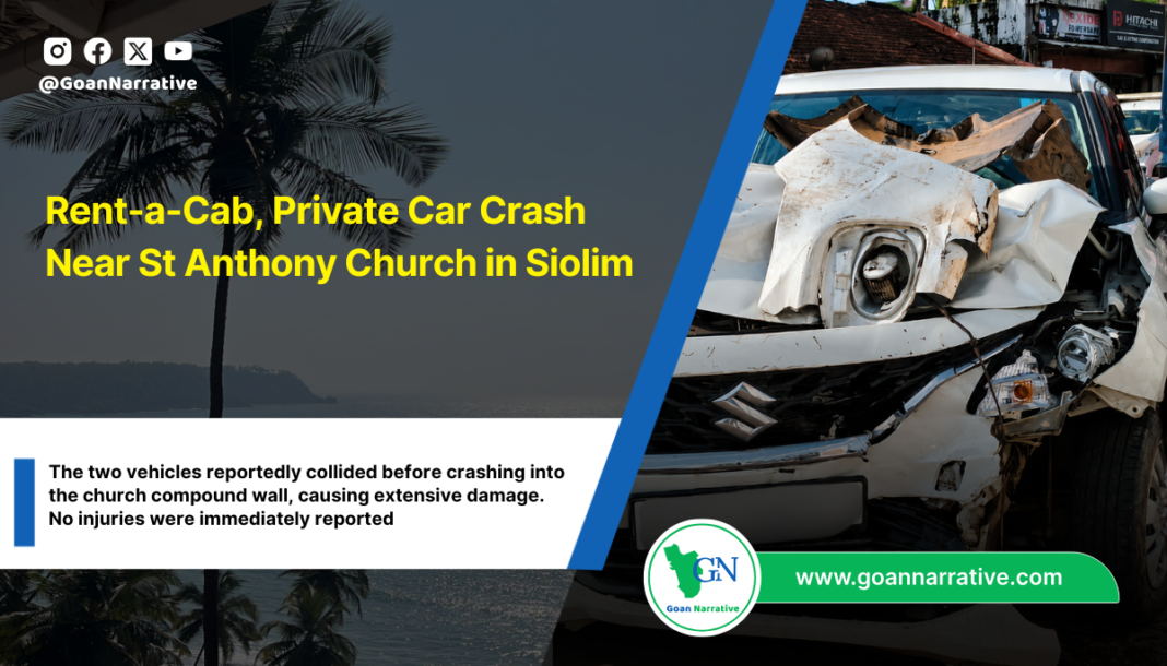 Rent-a-Cab, Private Car Crash Near St Anthony Church in Siolim