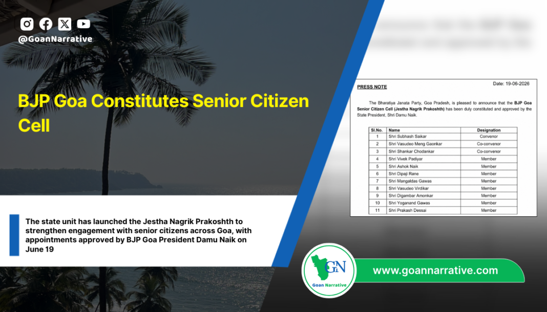 BJP Goa Constitutes Senior Citizen Cell