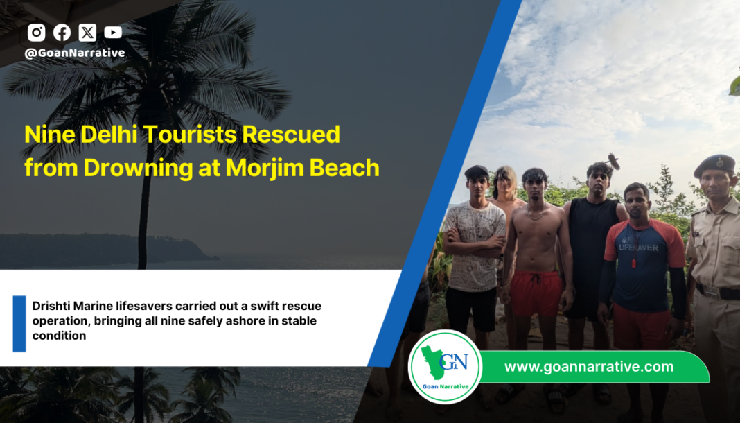 Nine Delhi Tourists Rescued from Drowning at Morjim Beach