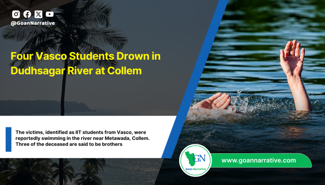 Four Vasco Students Drown in Dudhsagar River at Collem