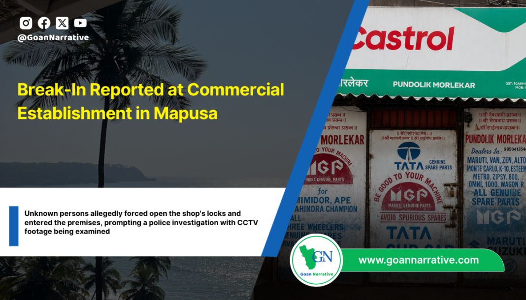 Break-In Reported at Commercial Establishment in Mapusa