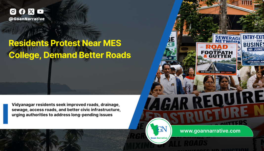 Residents Protest Near MES College, Demand Better Roads