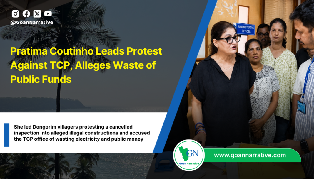 Pratima Coutinho Leads Protest Against TCP, Alleges Waste of Public Funds