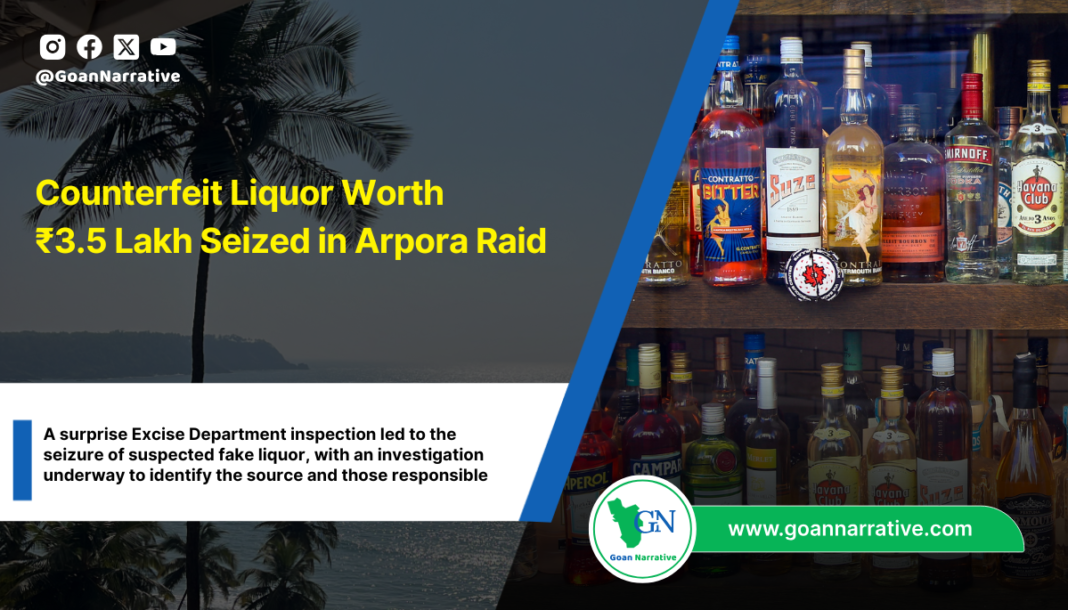 Counterfeit Liquor Worth ₹3.5 Lakh Seized in Arpora Raid