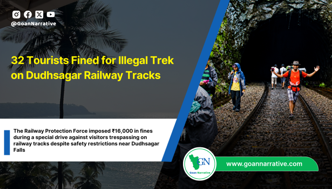 32 Tourists Fined for Illegal Trek on Dudhsagar Railway Tracks