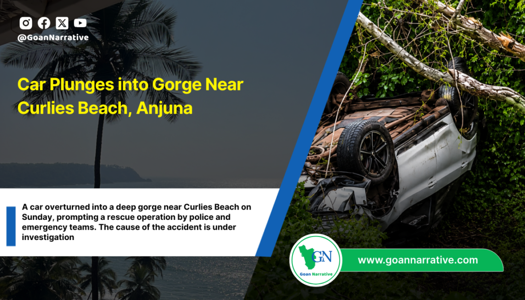 Car Plunges into Gorge Near Curlies Beach, Anjuna